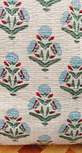 Handblock Printed Quilted Tote Bag without zip/button 17x18x 6 inches