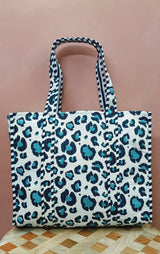Handblock Printed Quilted Tote Bag without zip/button 17x18x 6 inches