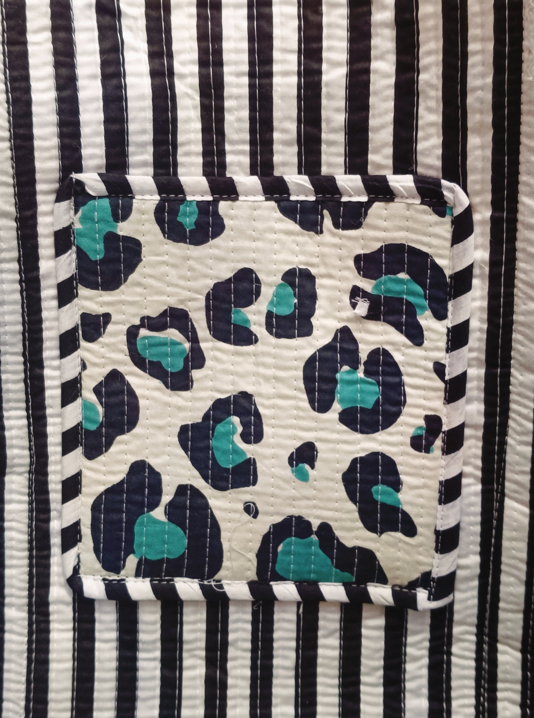 Handblock Printed Quilted Tote Bag without zip/button 17x18x 6 inches