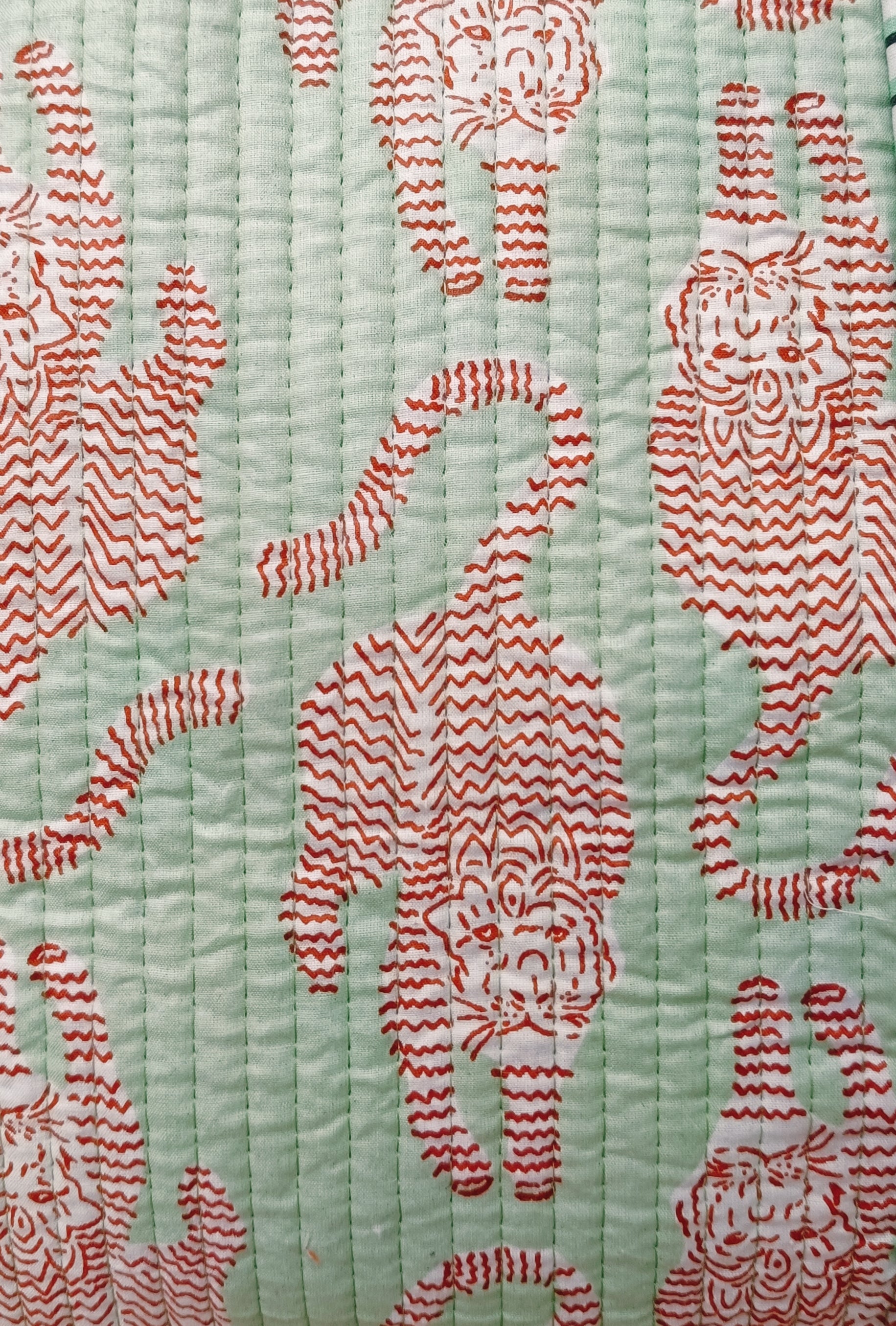 Handblock Printed Quilted Tote Bag without zip/button 17x18x 6 inches