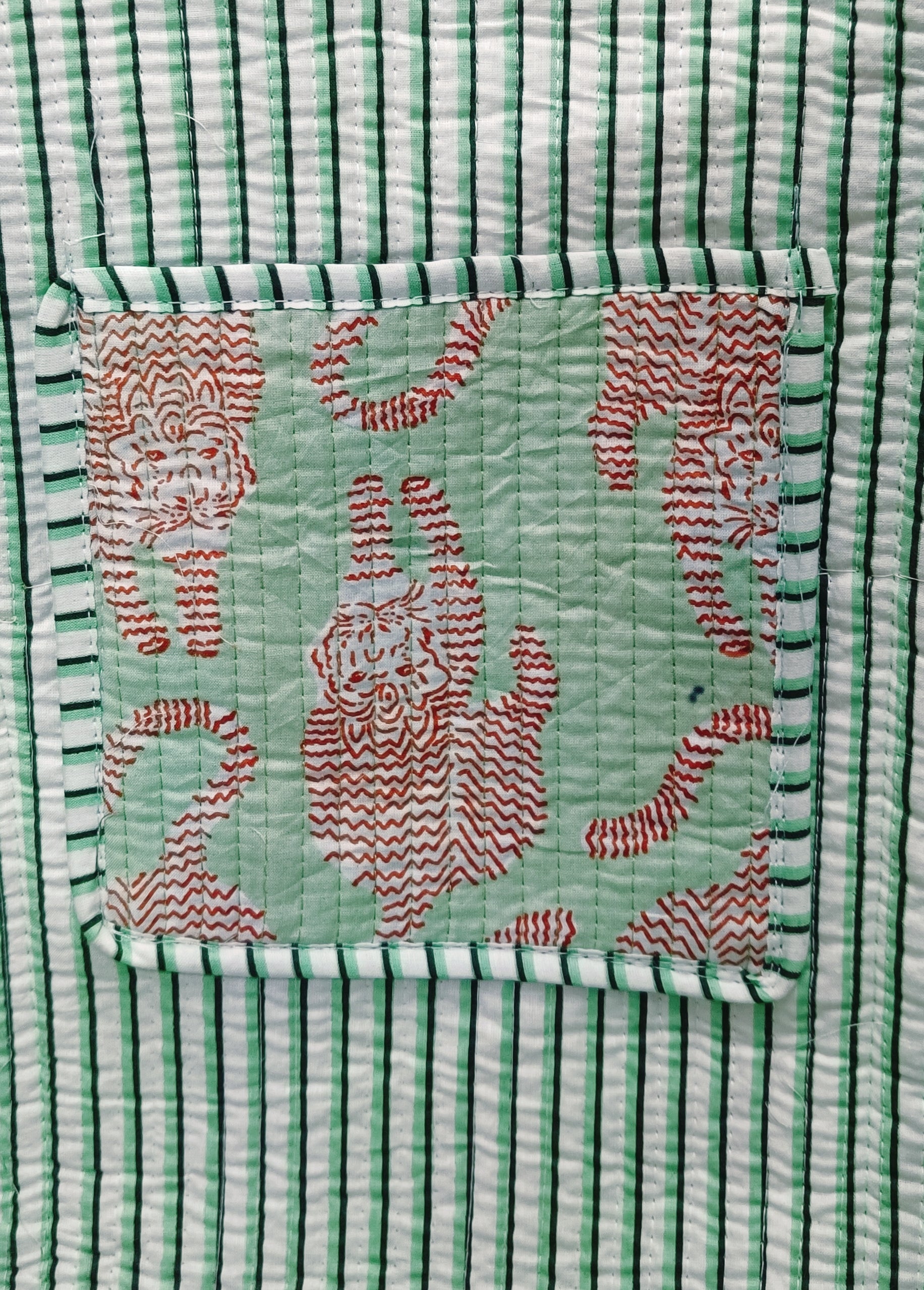 Handblock Printed Quilted Tote Bag without zip/button 17x18x 6 inches