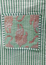 Handblock Printed Quilted Tote Bag without zip/button 17x18x 6 inches