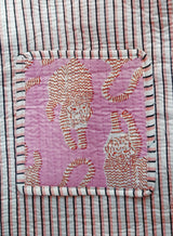 Handblock Printed Quilted Tote Bag without zip/button 17x18x 6 inches