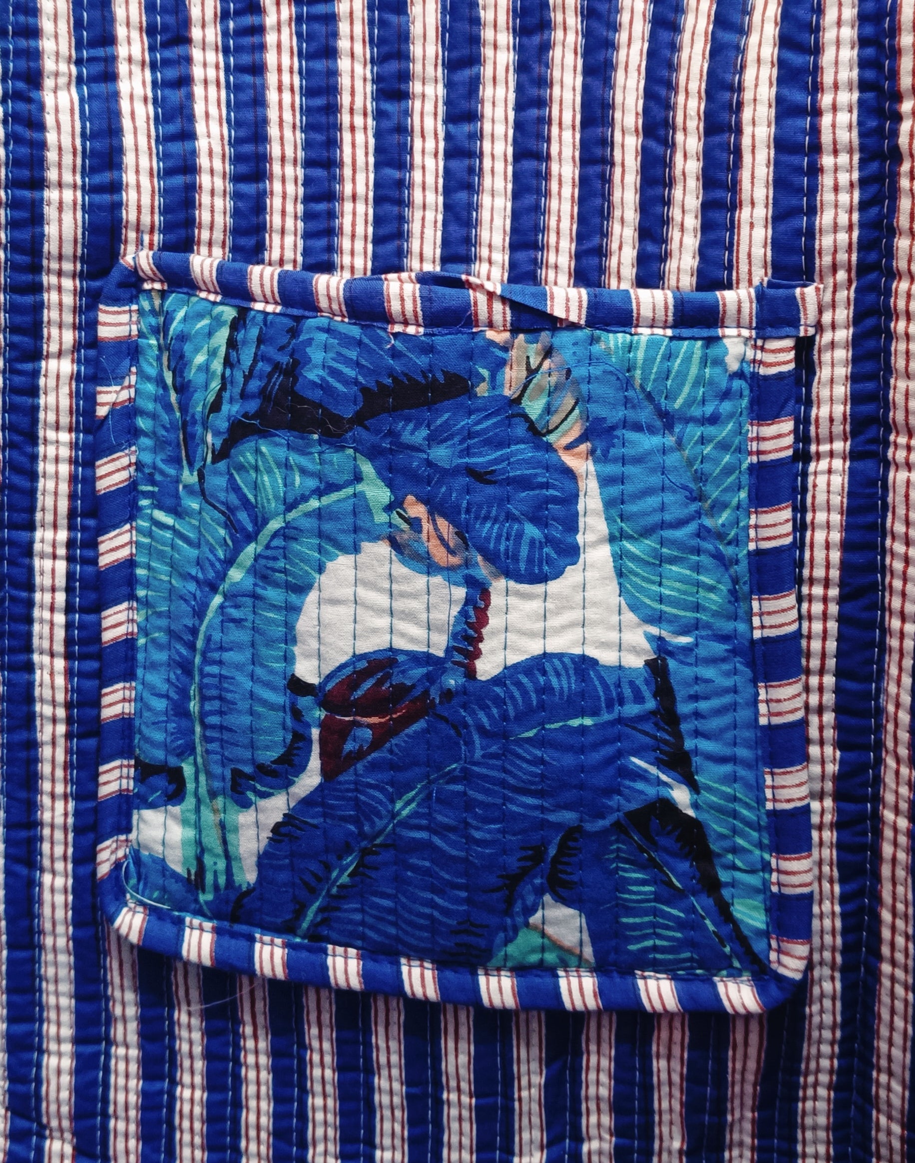Handblock Printed Quilted Tote Bag without zip/button 17x18x 6 inches