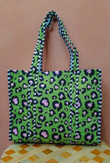 Handblock Printed Quilted Tote Bag without zip/button 17x18x 6 inches