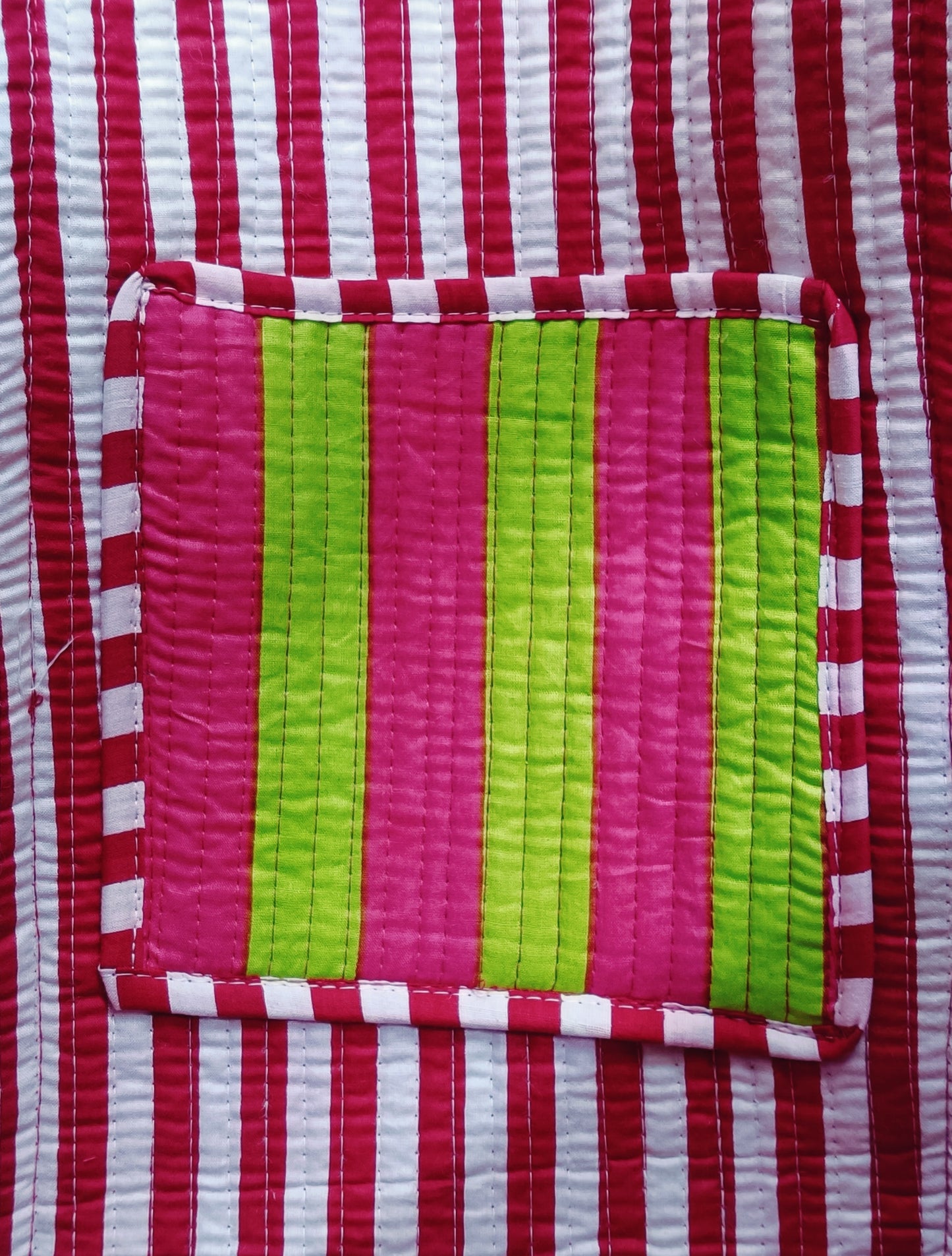 Handblock Printed Quilted Tote Bag without zip/button 17x18x 6 inches
