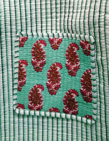 Handblock Printed Quilted Tote Bag without zip/button 17x18x 6 inches