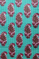 Handblock Printed Quilted Tote Bag without zip/button 17x18x 6 inches