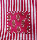 Handblock Printed Quilted Tote Bag without zip/button 17x18x 6 inches