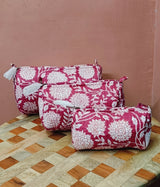 Set of 3 cosmetic bag/pouches with waterproof lining