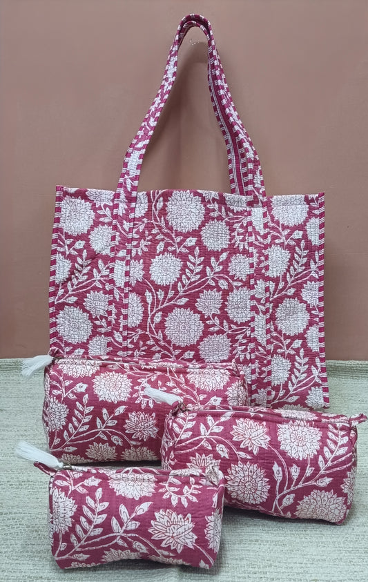 Tote Bag with set of 3 Pouches