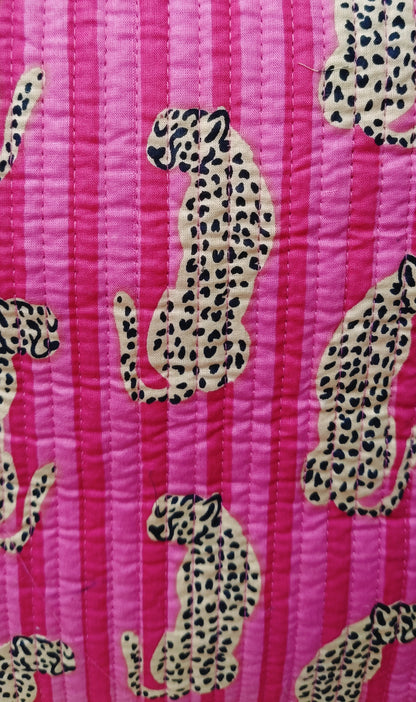Handblock Printed Quilted Tote Bag without zip/button 17x18x 6 inches