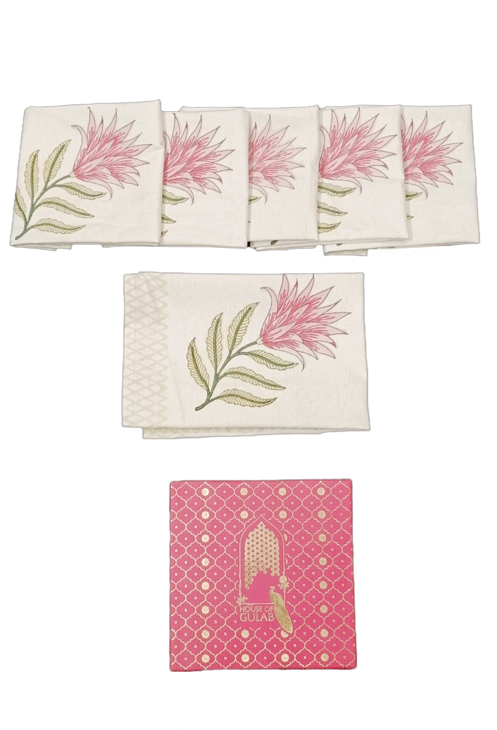 Gift Box with 6 hand block printed cotton table napkins