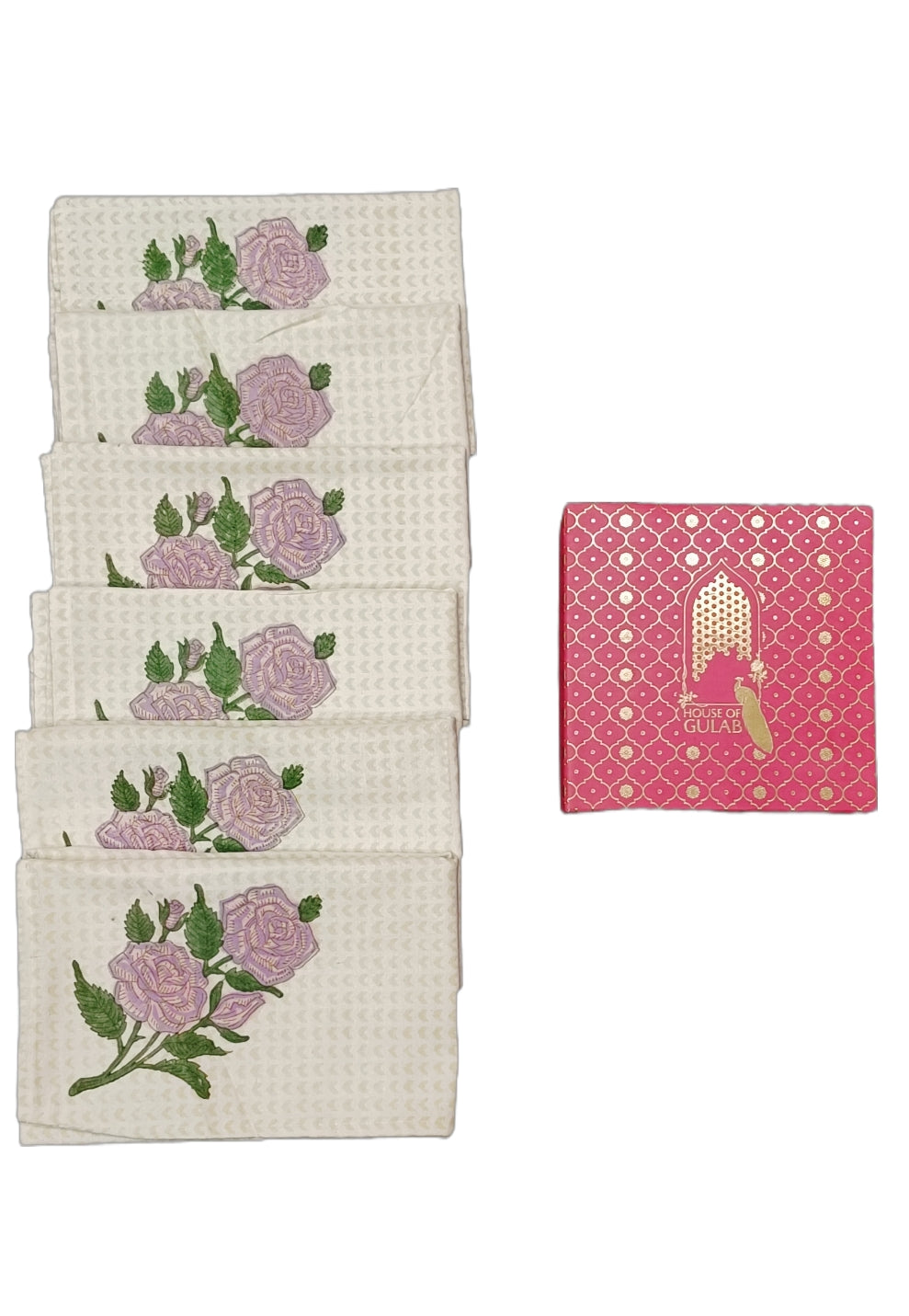 Gift Box with 6 hand block printed cotton table napkins