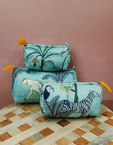 Set of 3 cosmetic bag/pouches with waterproof lining