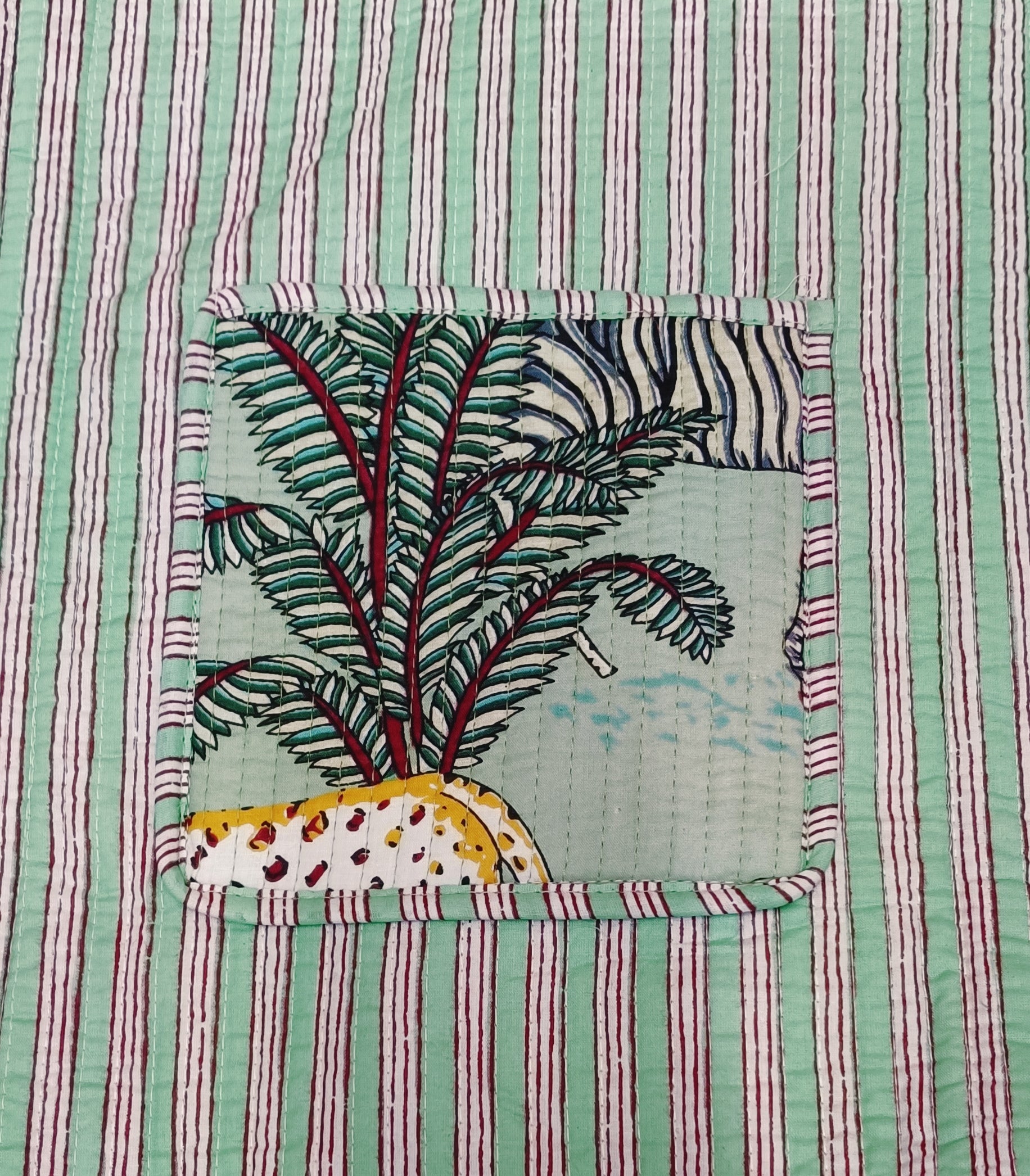 Handblock Printed Quilted Tote Bag without zip/button 17x18x 6 inches