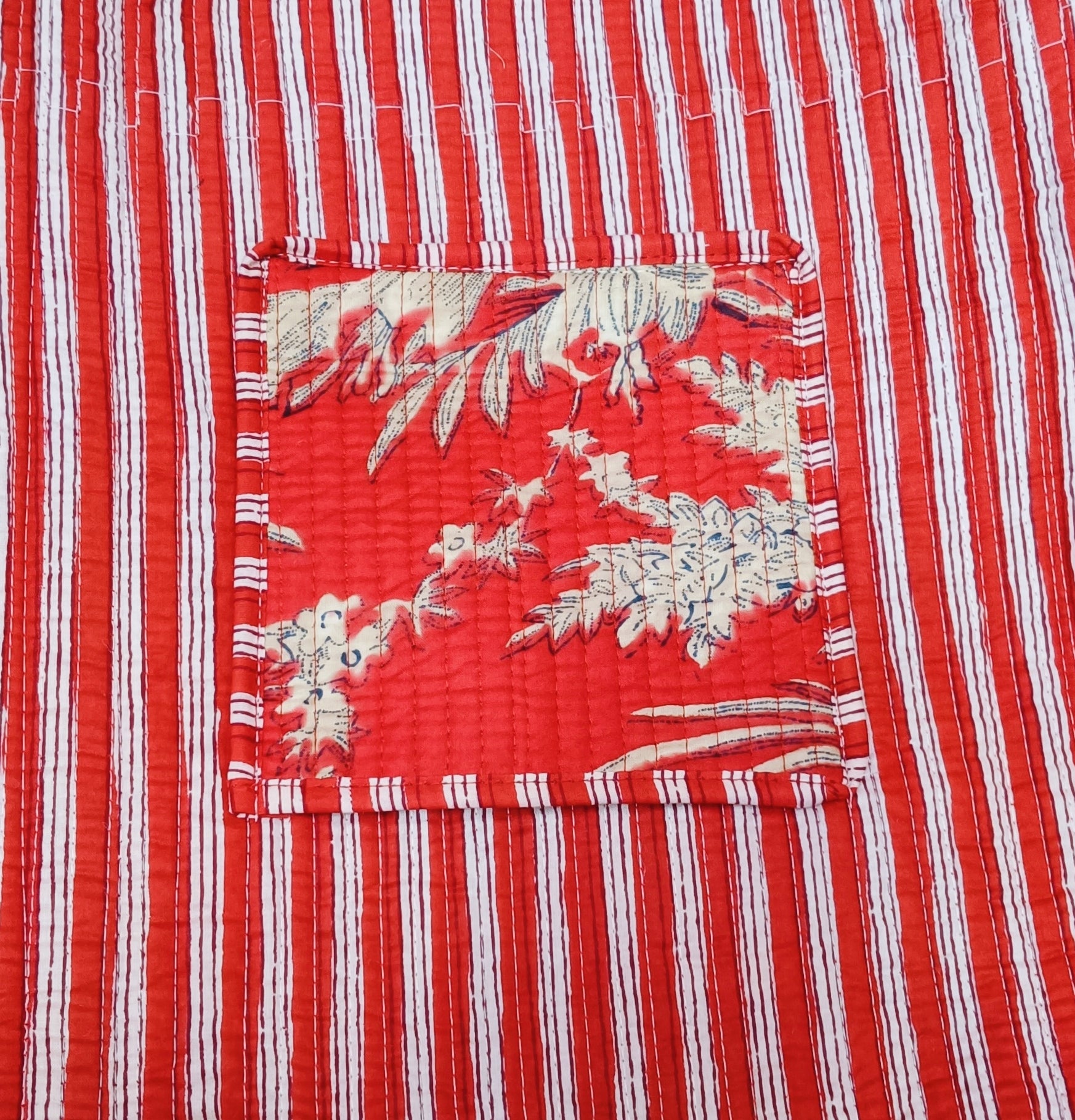 Handblock Printed Quilted Tote Bag without zip/button 17x18x 6 inches