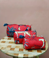 Set of 3 cosmetic bag/pouches with waterproof lining