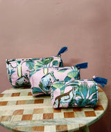 Set of 3 cosmetic bag/pouches with waterproof lining