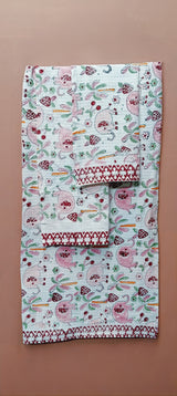 Handblock Printed Waffle Cotton Bathrobe Gift Box for Kids (4-13 Years) – Includes Bath Towel & 2 Hand Towels
