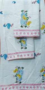 Kids Gift Set - Handblock Printed Towels - 1 Bath + 2 Hand Towels