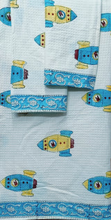 Handblock Printed Waffle Cotton Bathrobe Gift Box for Kids (4-13 Years) – Includes Bath Towel & 2 Hand Towels