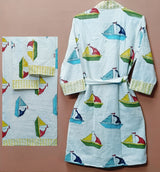 Handblock Printed Waffle Cotton Bathrobe Gift Box for Kids (4-13 Years) – Includes Bath Towel & 2 Hand Towels