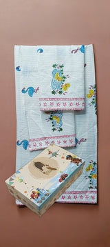 Kids Gift Set - Handblock Printed Towels - 1 Bath + 2 Hand Towels