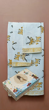 Kids Gift Set - Handblock Printed Towels - 1 Bath + 2 Hand Towels