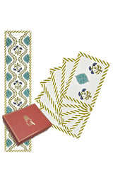 Gift Box with Handblock Printed Canvas Cotton Table Runner & Set Of 6 Mats