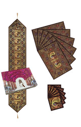 Gift Box with Banarasi Table Set with 1 Runner, 6 mats and 6 coasters