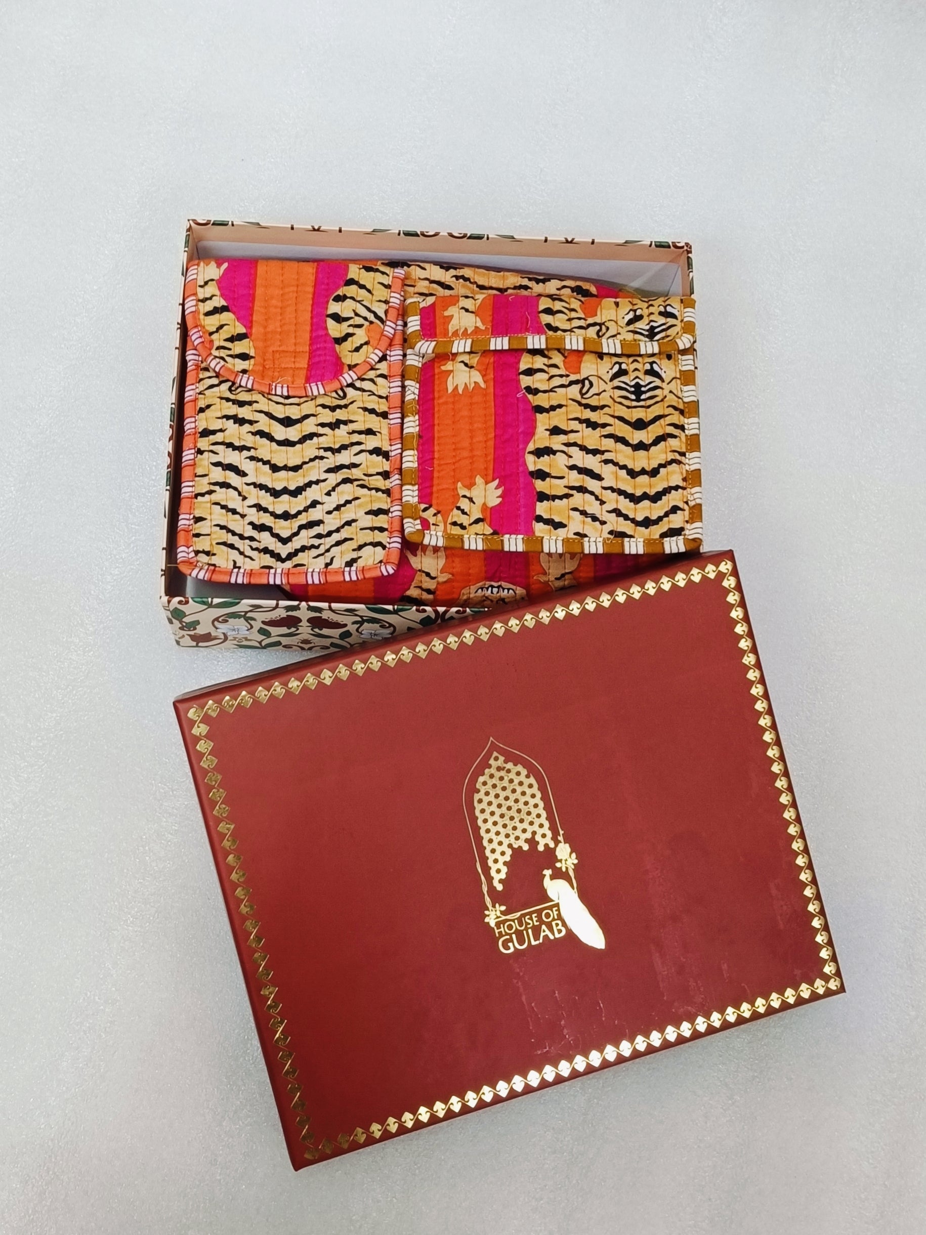 Diwali Gift Box – Set of 5 Utility Pouches (3 Makeup Pouches, 1 Sunglass Pouch, 1 Sanitary Napkin Pouch)