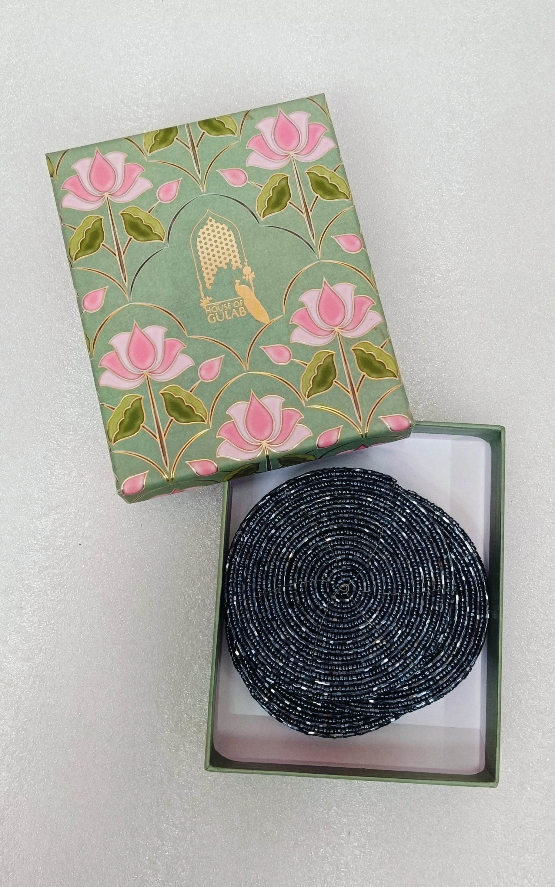 Rakhi Gift Box – Set of 6 Handcrafted Beaded Coasters