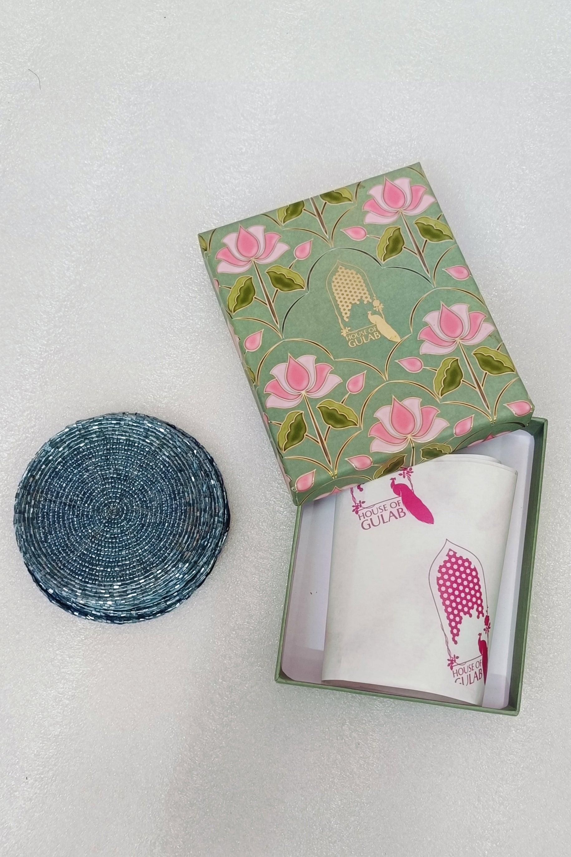 Rakhi Gift Box – Set of 6 Handcrafted Beaded Coasters