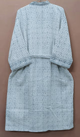 Waffle Cotton Handblock Printed Unisex Bathrobe - Free Size