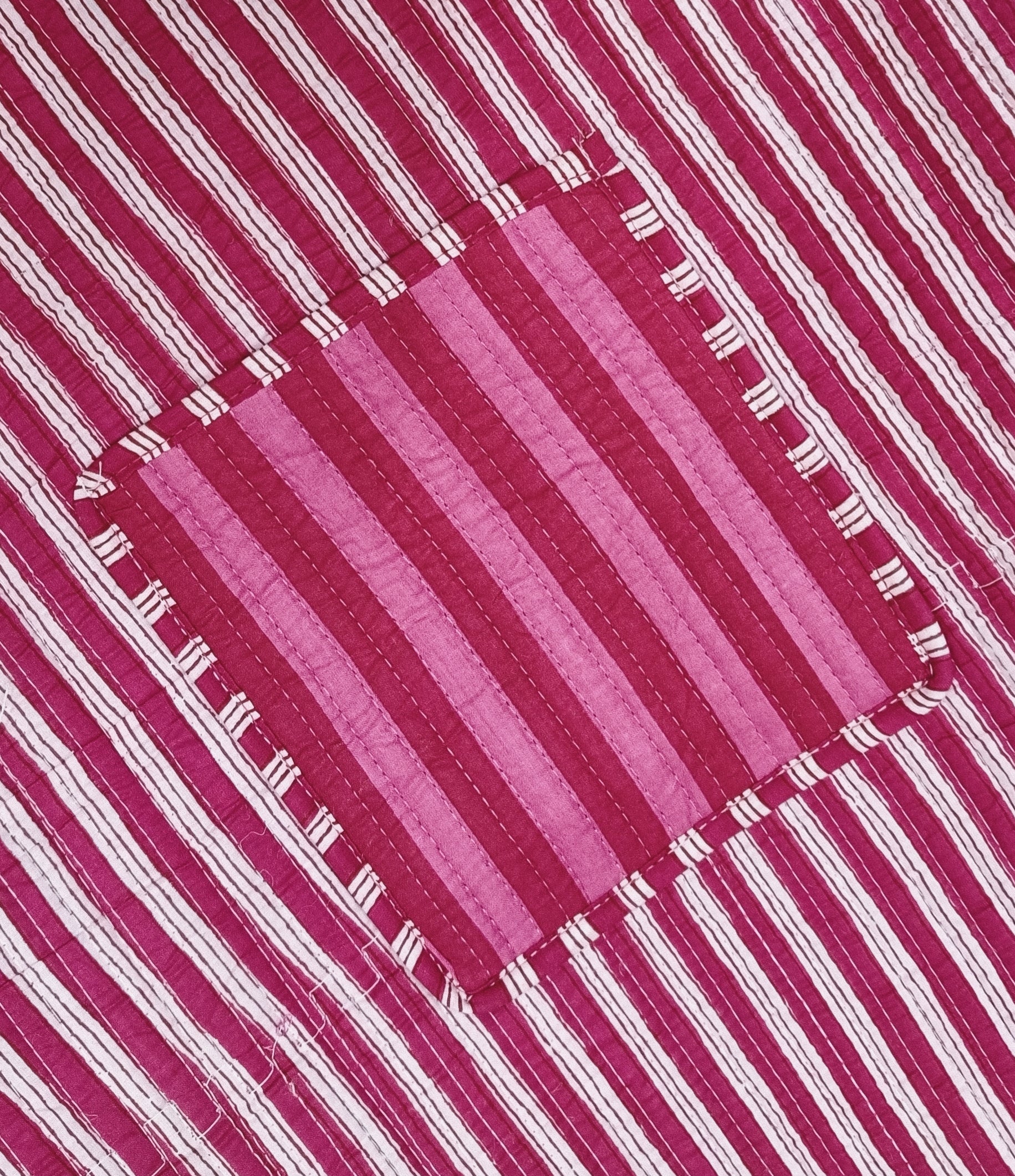 Handblock Printed Quilted Tote Bag without zip/button 17x18x 6 inches