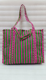 Handblock Printed Quilted Tote Bag without zip/button 17x18x 6 inches