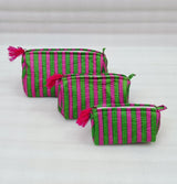 Set of 3 cosmetic bag/pouches with waterproof lining