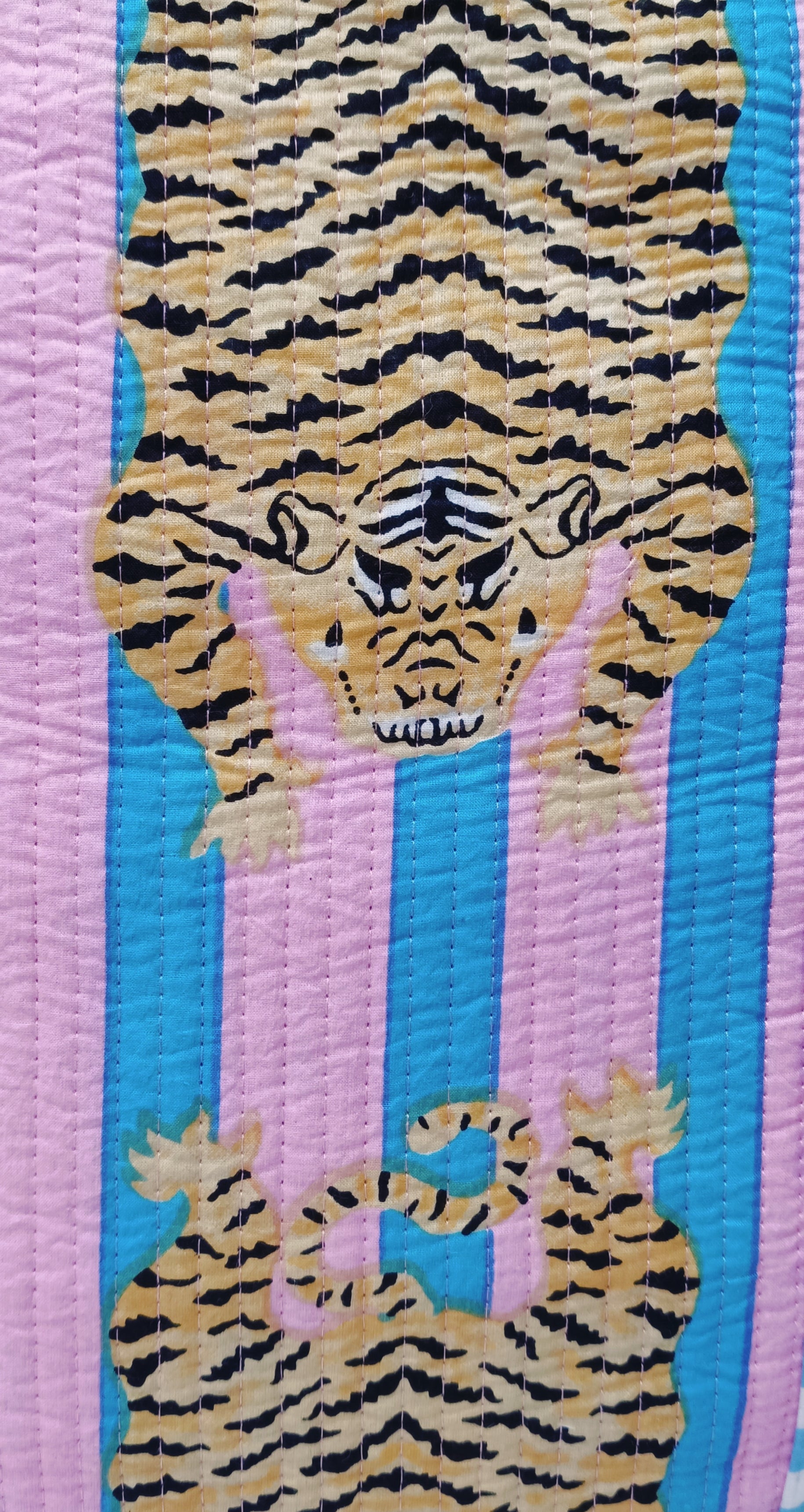Handblock Printed Quilted Tote Bag without zip/button 17x18x 6 inches
