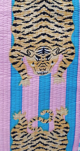 Handblock Printed Quilted Tote Bag without zip/button 17x18x 6 inches