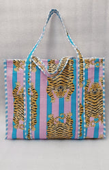 Handblock Printed Quilted Tote Bag without zip/button 17x18x 6 inches