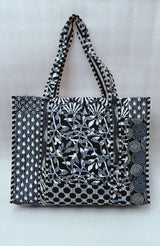 Handblock Printed Quilted Tote Bag without zip/button 17x18x 6 inches