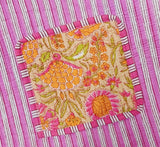 Handblock Printed Cotton Tote Bag with Unique Moon-Shaped Handle- 14x14x6 inches