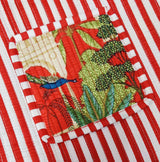 Handblock Printed Cotton Tote Bag with Unique Moon-Shaped Handle- 14x14x6 inches