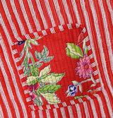 Handblock Printed Cotton Tote Bag with Unique Moon-Shaped Handle- 14x14x6 inches