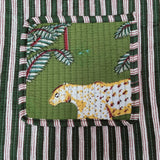 Handblock Printed Cotton Tote Bag with Unique Moon-Shaped Handle- 14x14x6 inches