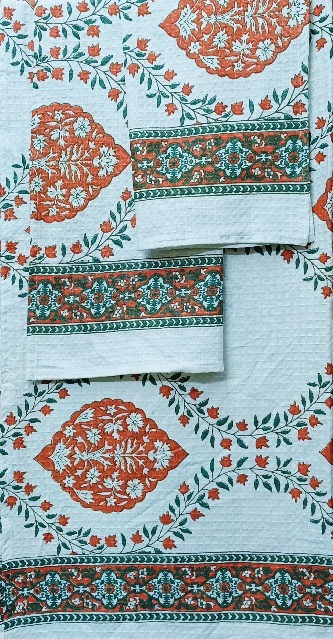 Gift Set - Handblock Printed Towels - 1 Bath + 2 Hand Towels