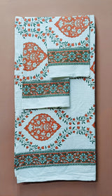 Gift Set - Handblock Printed Towels - 1 Bath + 2 Hand Towels