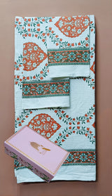 Gift Set - Handblock Printed Towels - 1 Bath + 2 Hand Towels