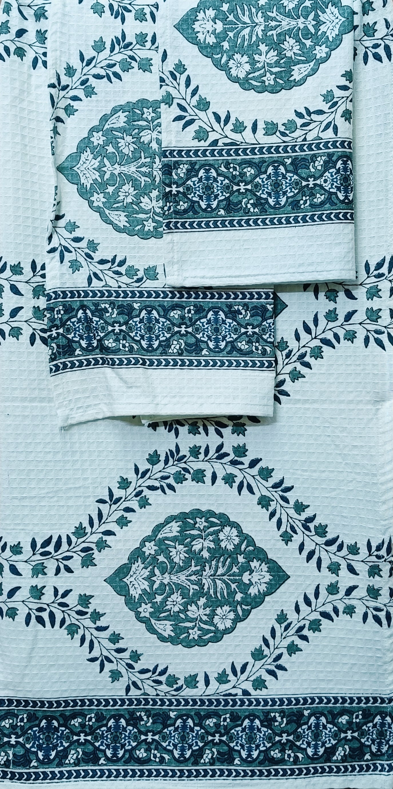 Gift Set - Handblock Printed Towels - 1 Bath + 2 Hand Towels